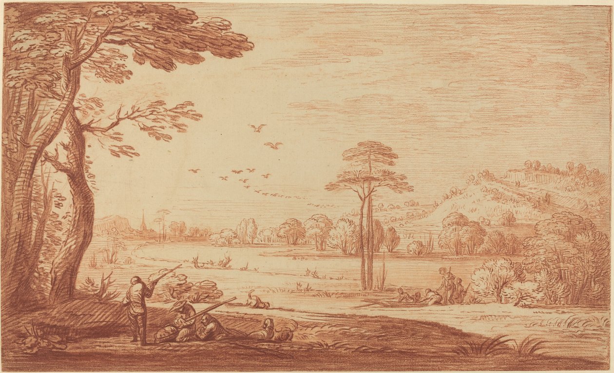Cacciatori che riposano lungo un fiume da Adriaen Frans Boudewyns