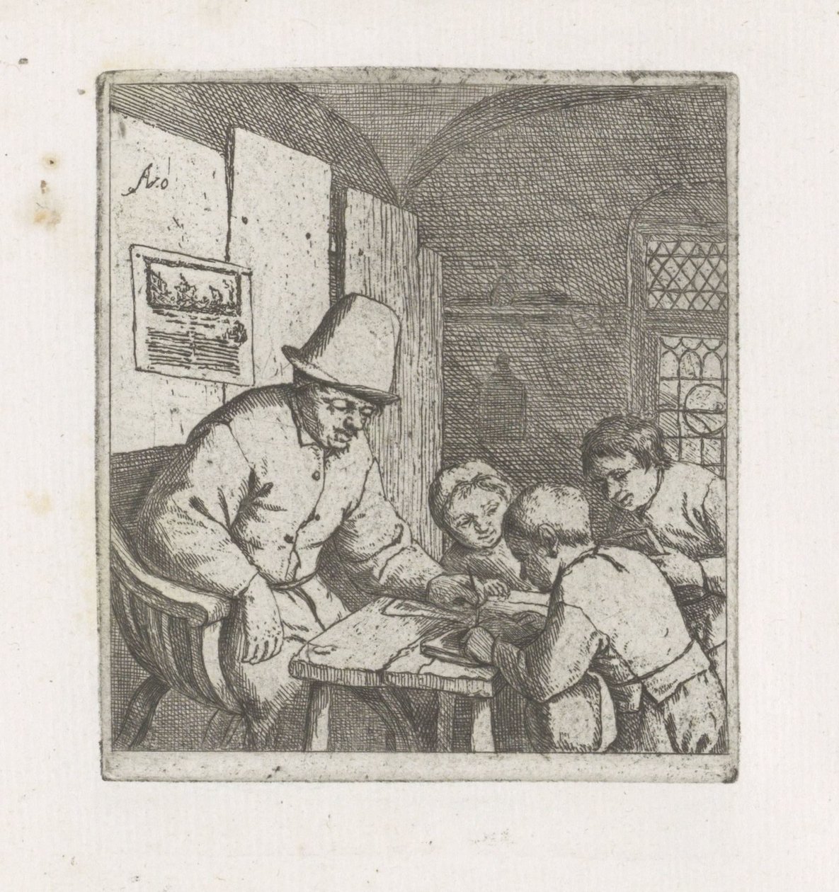 Tre studenti con un maestro da Adriaen van Ostade