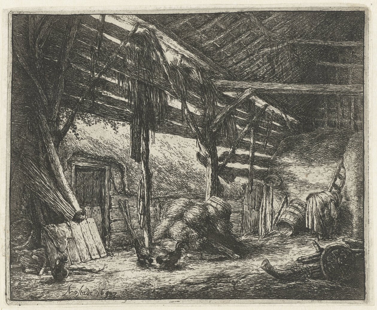 Interno di un fienile da Adriaen van Ostade
