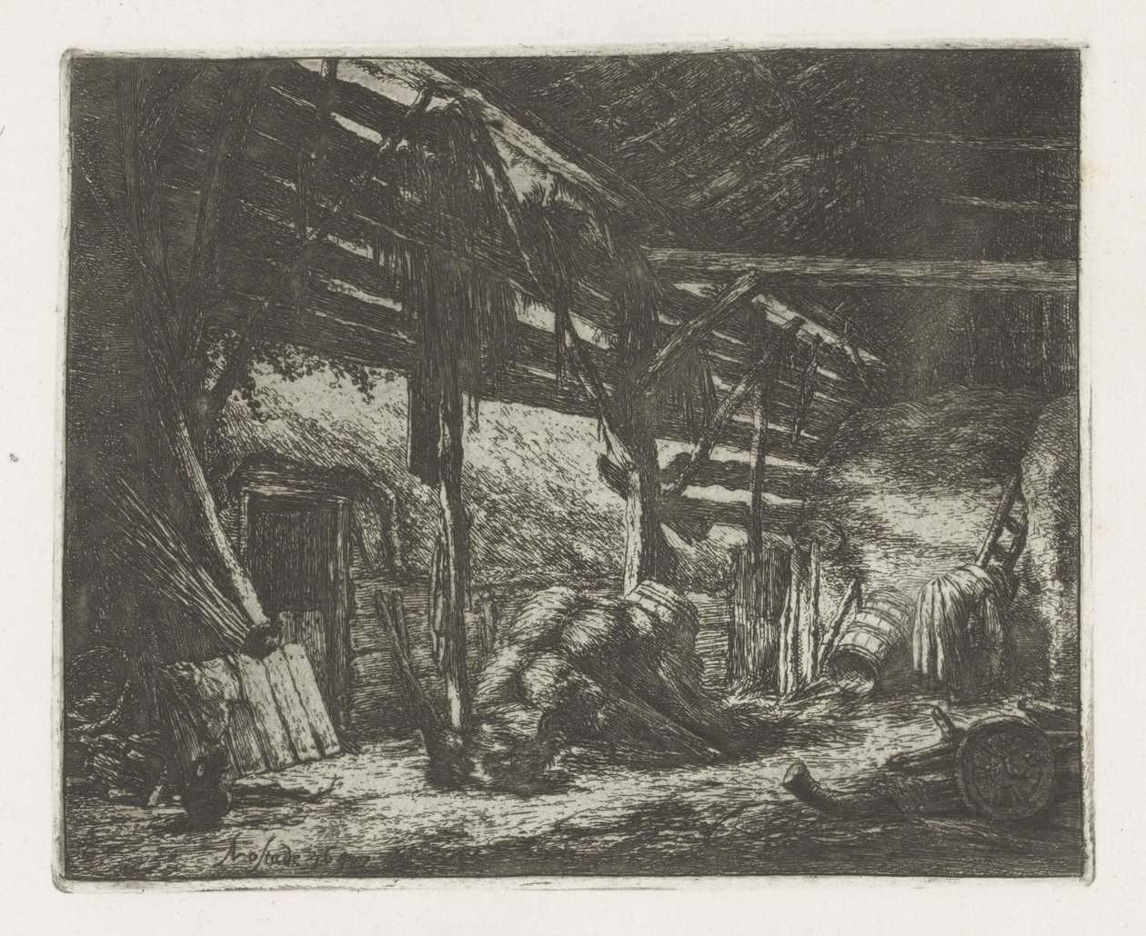 Interno di un fienile da Adriaen van Ostade