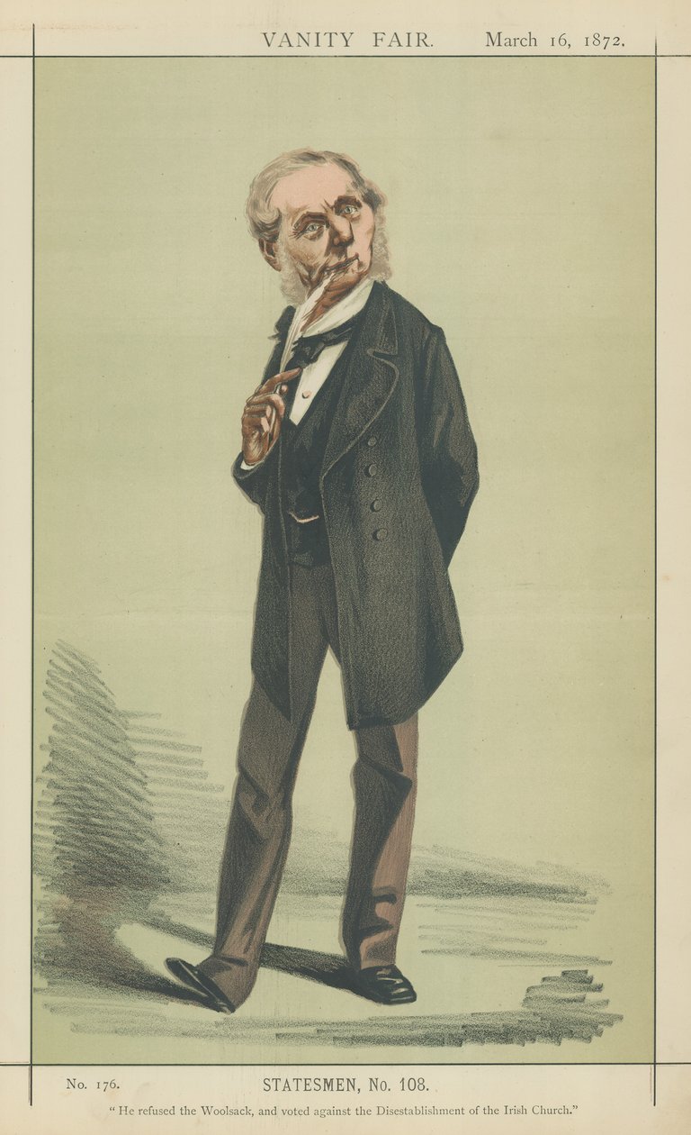 Sir Roundell Palmer (litografia a colori) da Adriano Cecioni