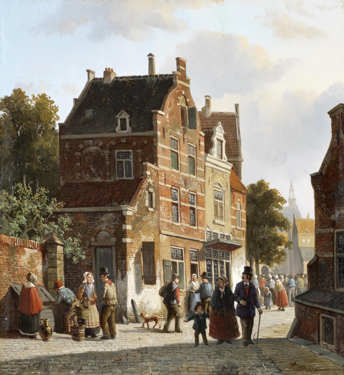 Figure in una strada affollata da Adrianus Eversen