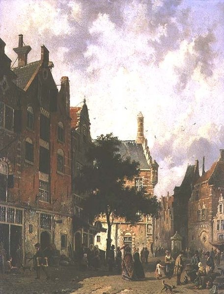 Scena di strada in Olanda da Adrianus Eversen