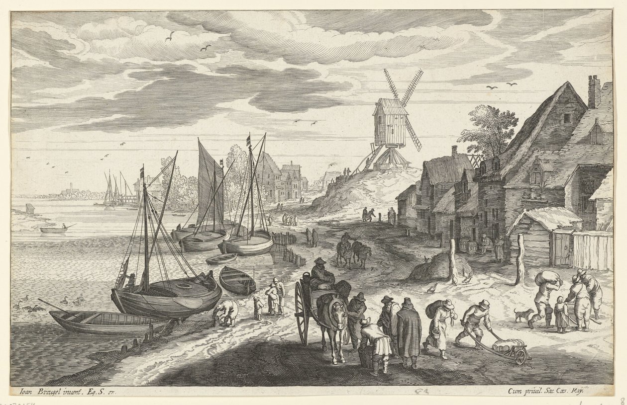 Paesaggio costiero con mulino a vento da Egidius  Sadeler (II)