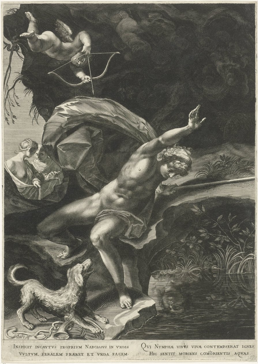 Narciso presso la fonte da Egidius  Sadeler (II)