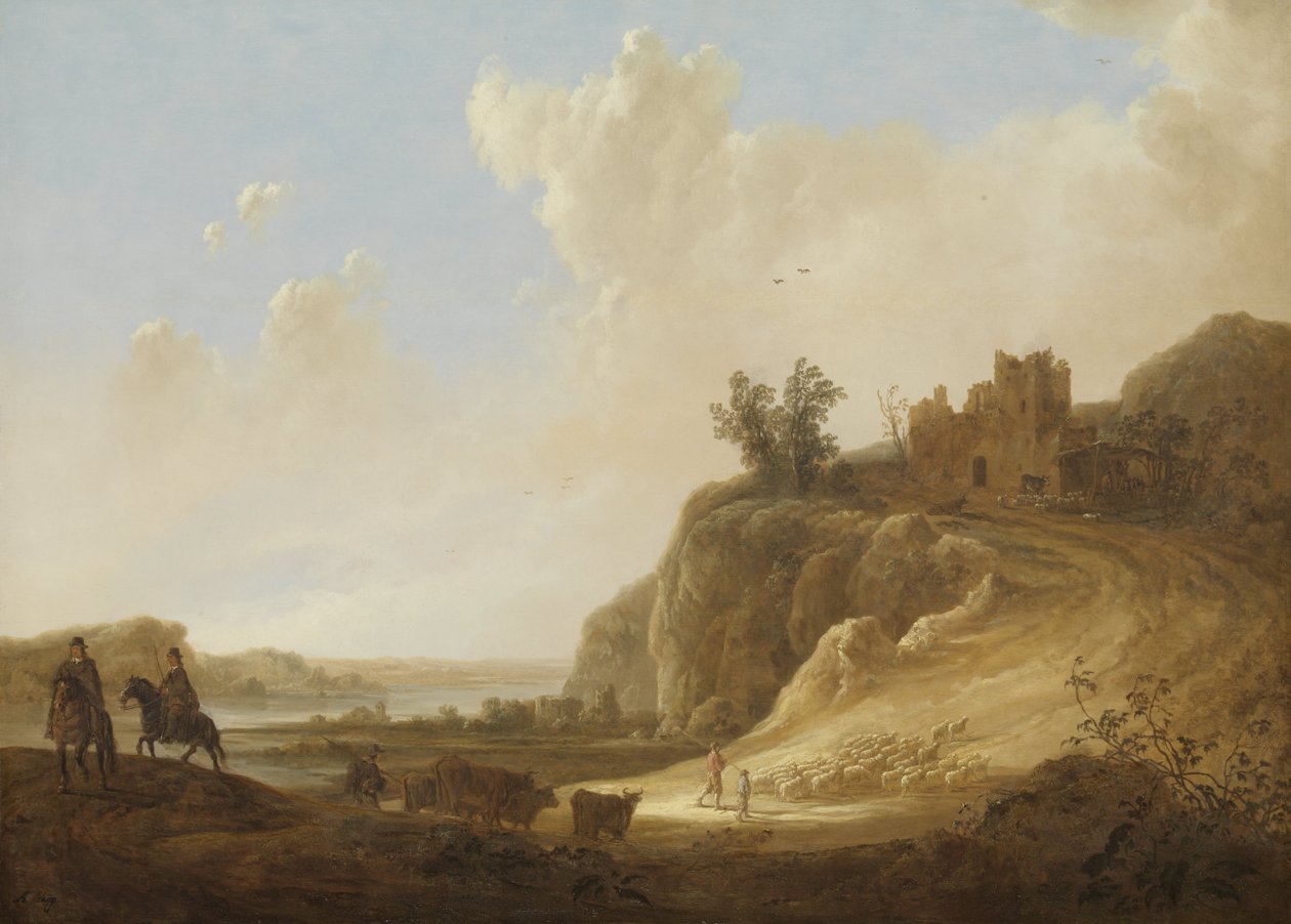 Paesaggio montuoso con rovine di un castello da Aelbert Cuyp