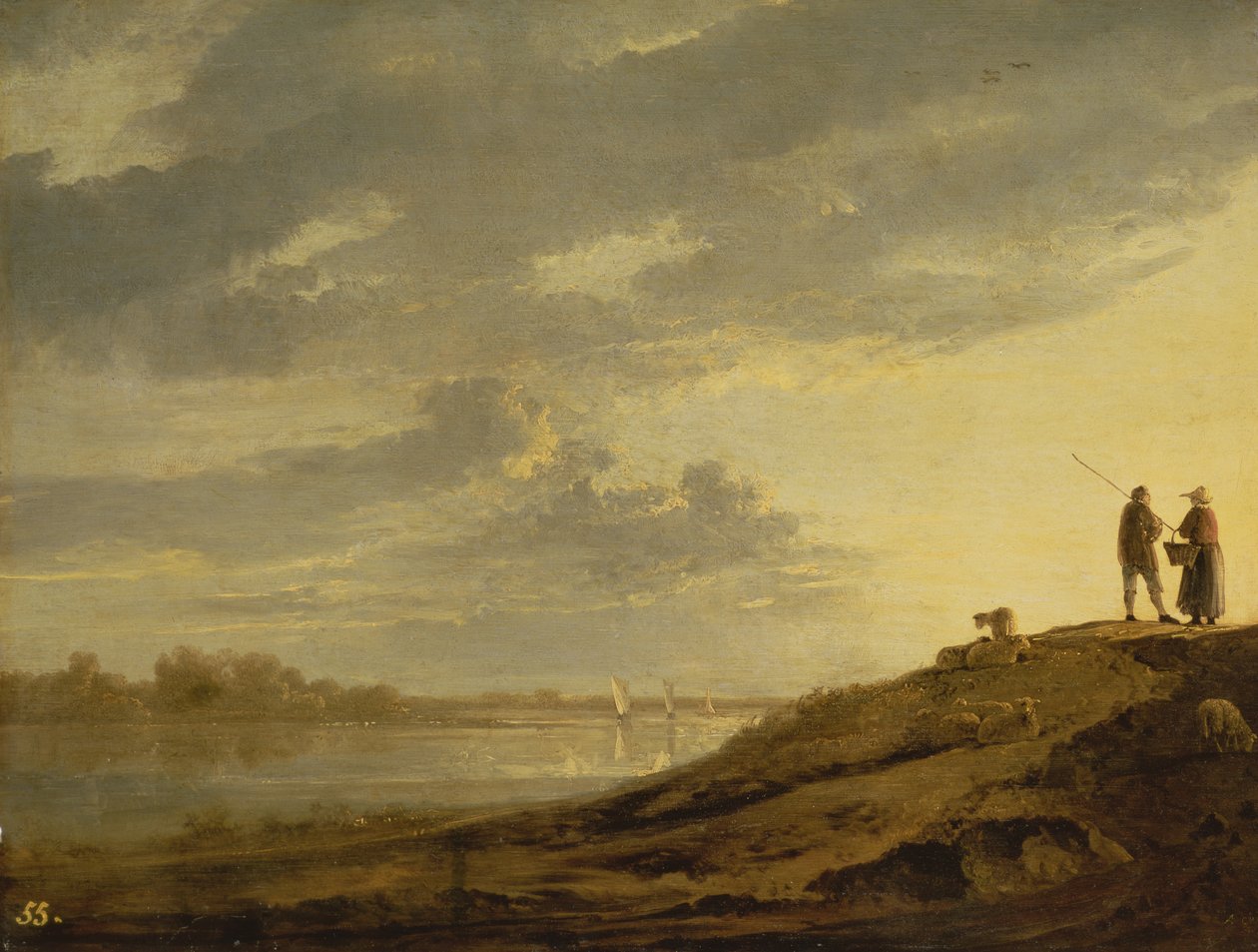 Tramonto su un fiume, 1650s da Aelbert Cuyp