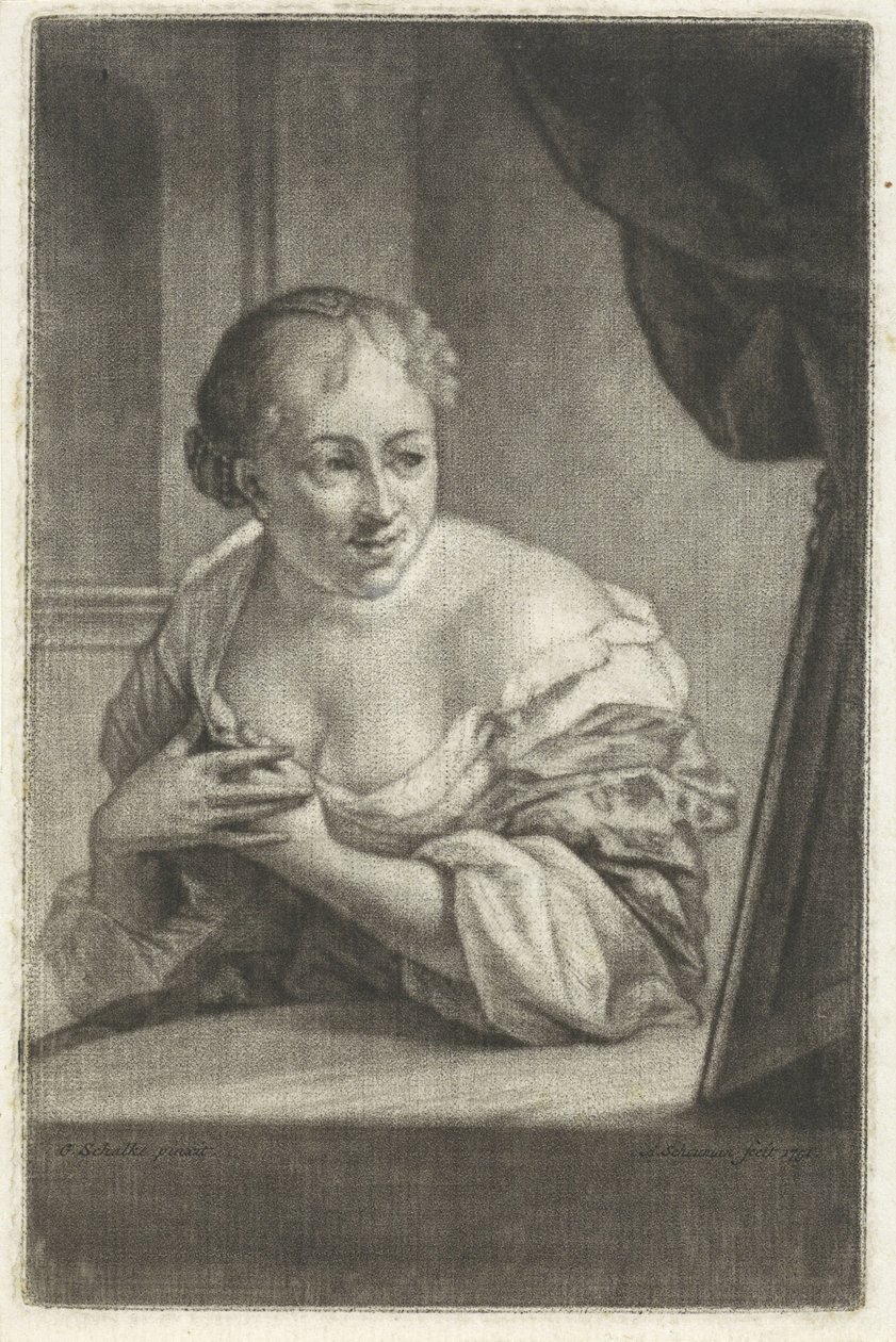 Donna davanti a uno specchio da Aert Schouman