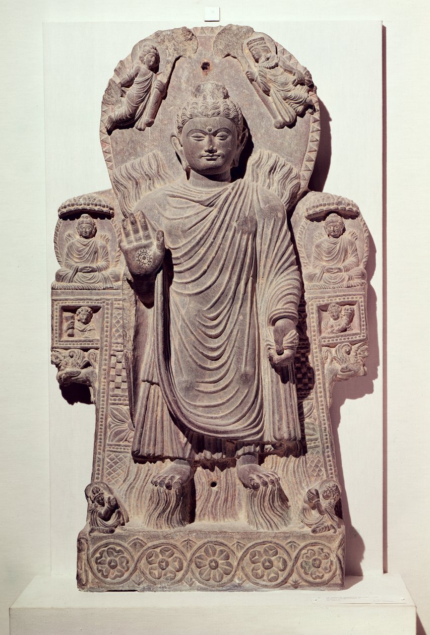 Il Buddha del Grande Miracolo o, Miracolo di Sravasti, dal monastero di Paitava, Scuola di Kapisa, 3°-4° secolo da Afghan School