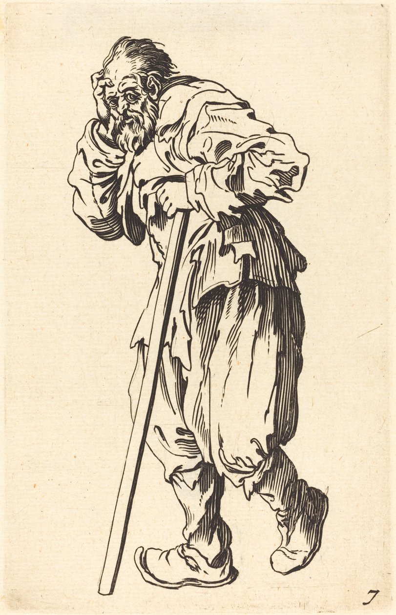 Mendicante con un bastone da After Jacques Callot