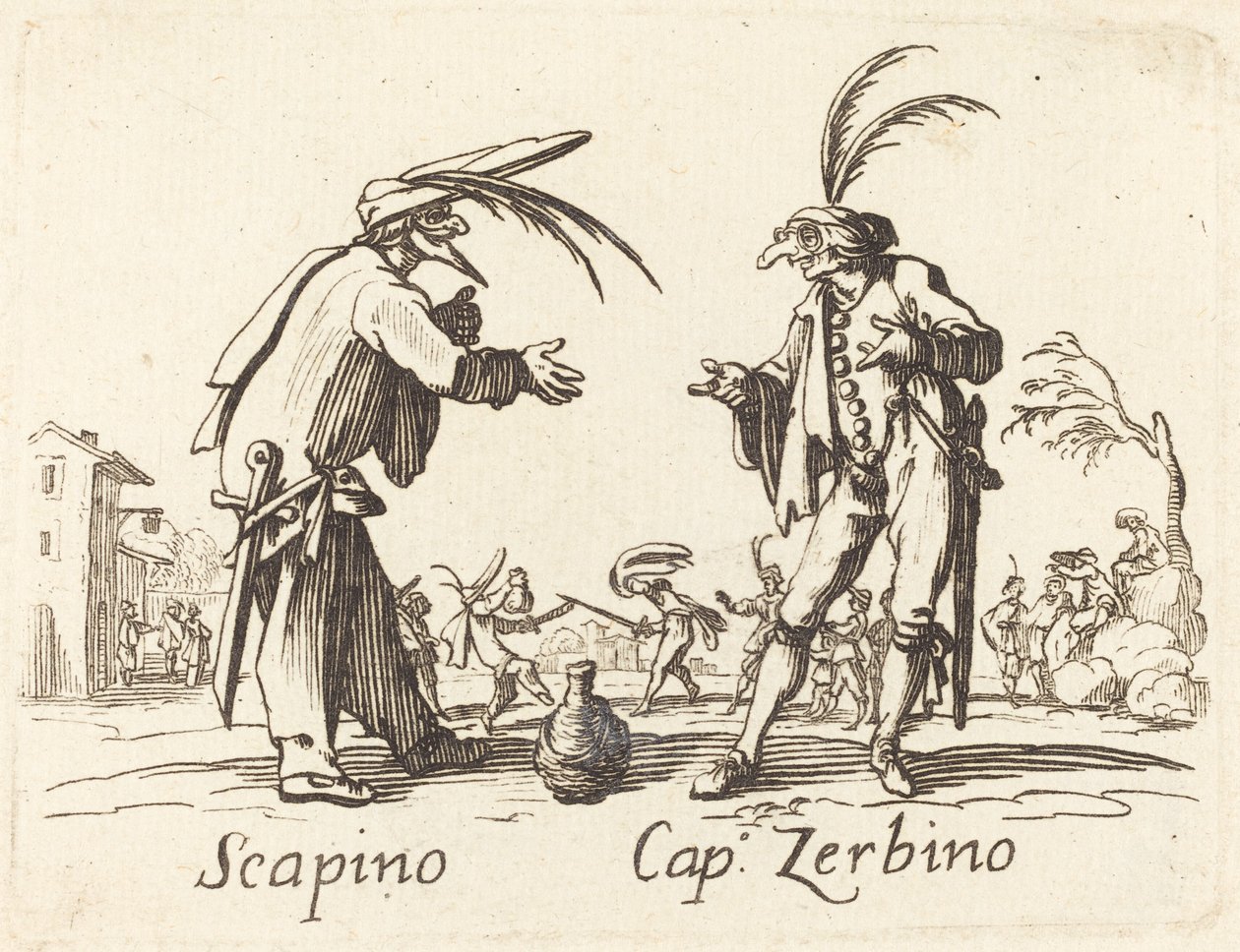 Scapino e Cap. Zerbino da After Jacques Callot