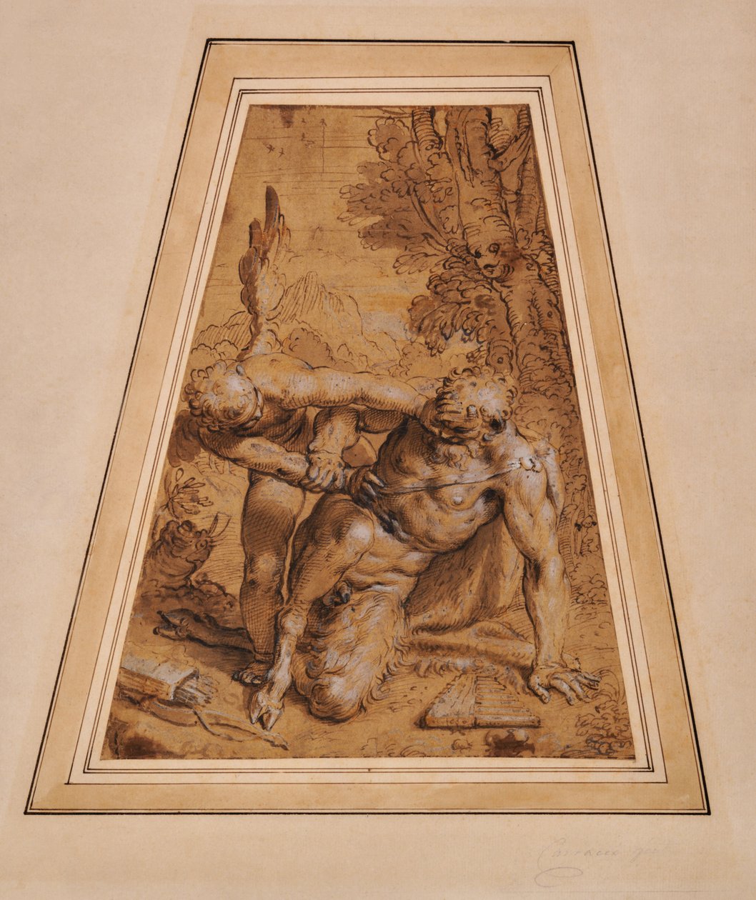 Cupido conquista Pan da Agostino (attr. to) Carracci