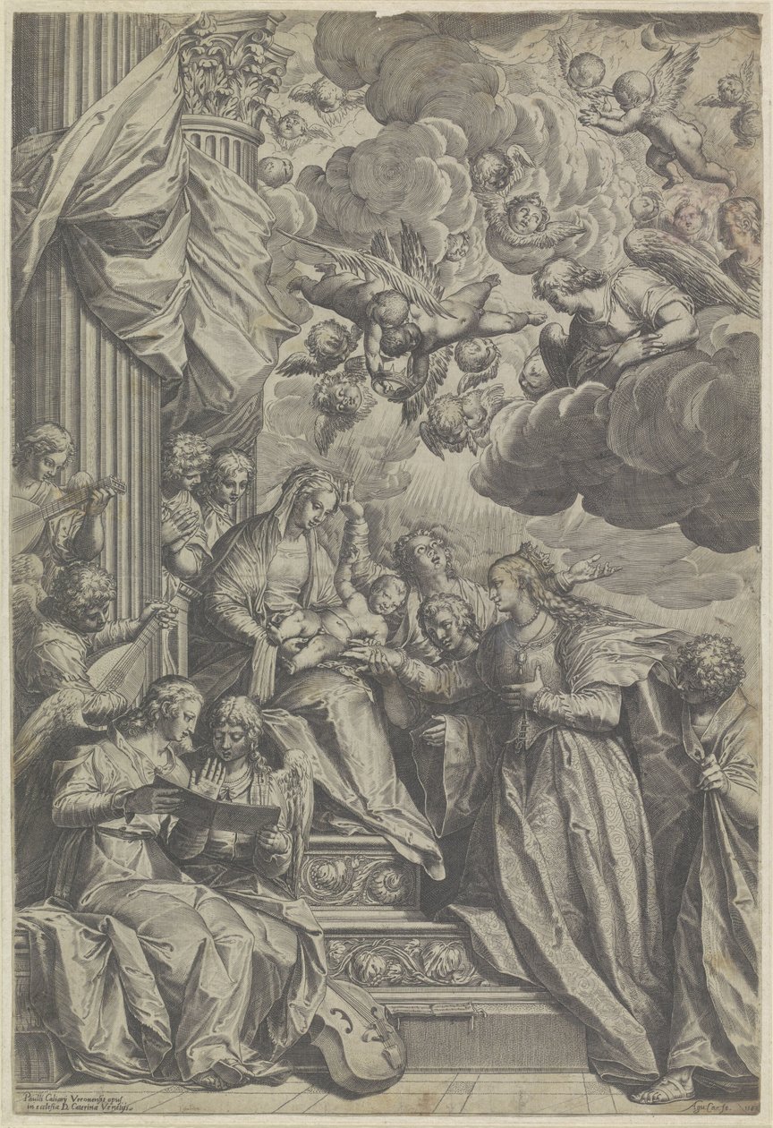 Matrimonio mistico di Santa Caterina da Agostino Carracci