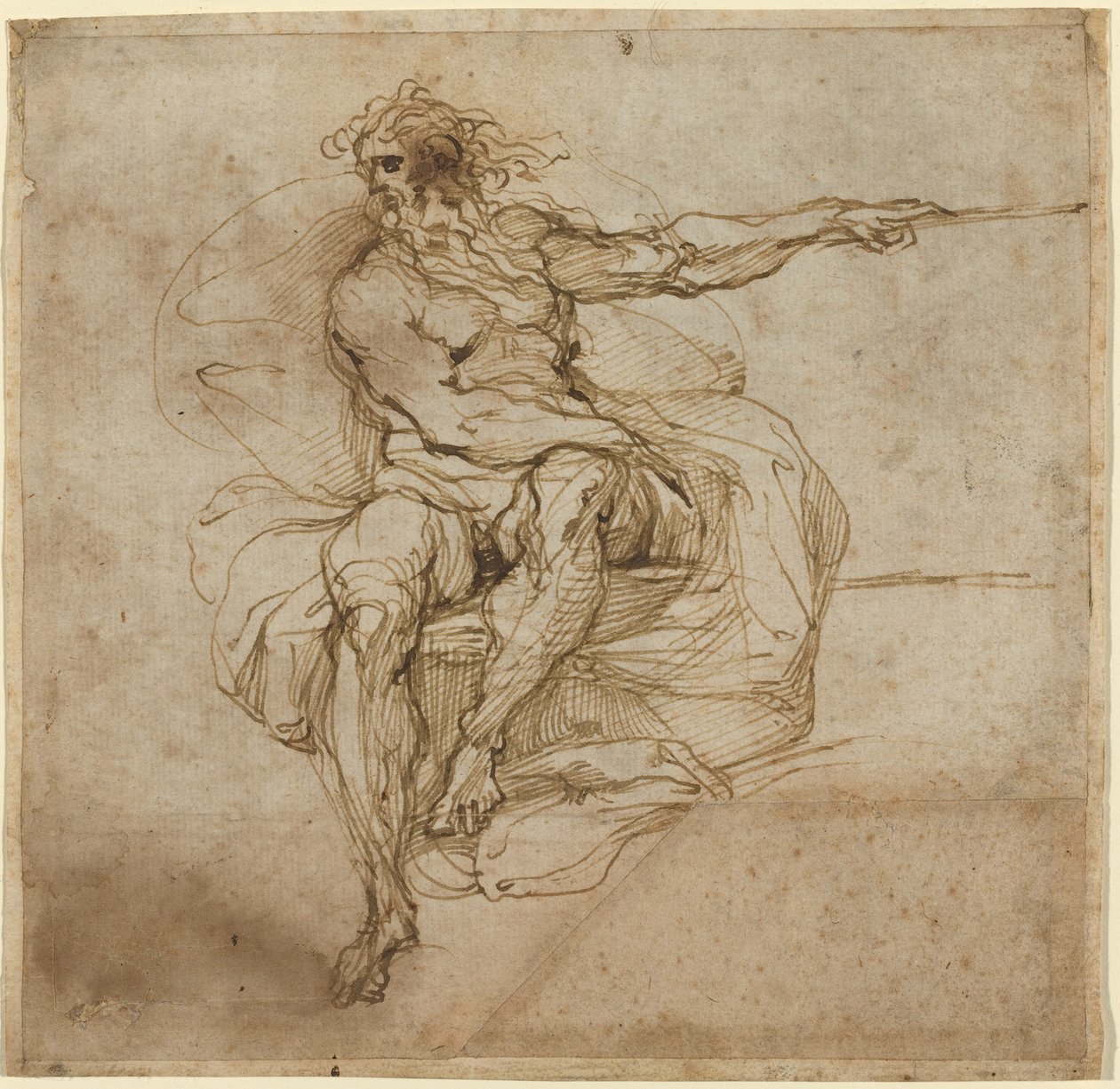 Nudo maschile seduto da Agostino Carracci