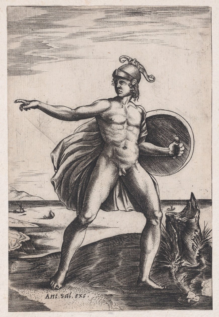 Un guerriero, ca. 1514-36 da Agostino Veneziano