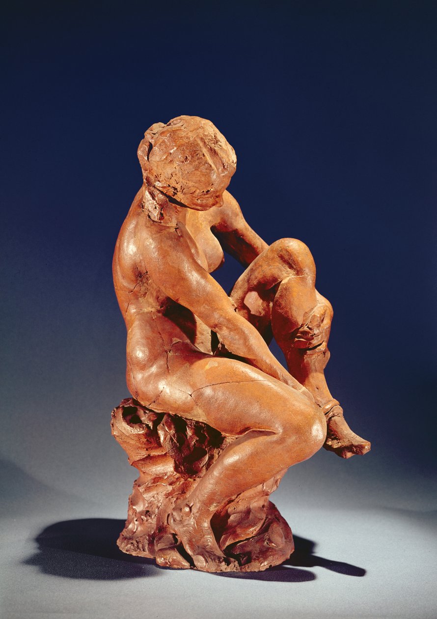 Donna che si toglie le calze, c.1870 da Aime Jules Dalou