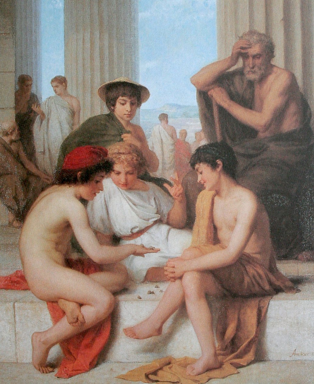 I giocatori di nocche da Albert Anker