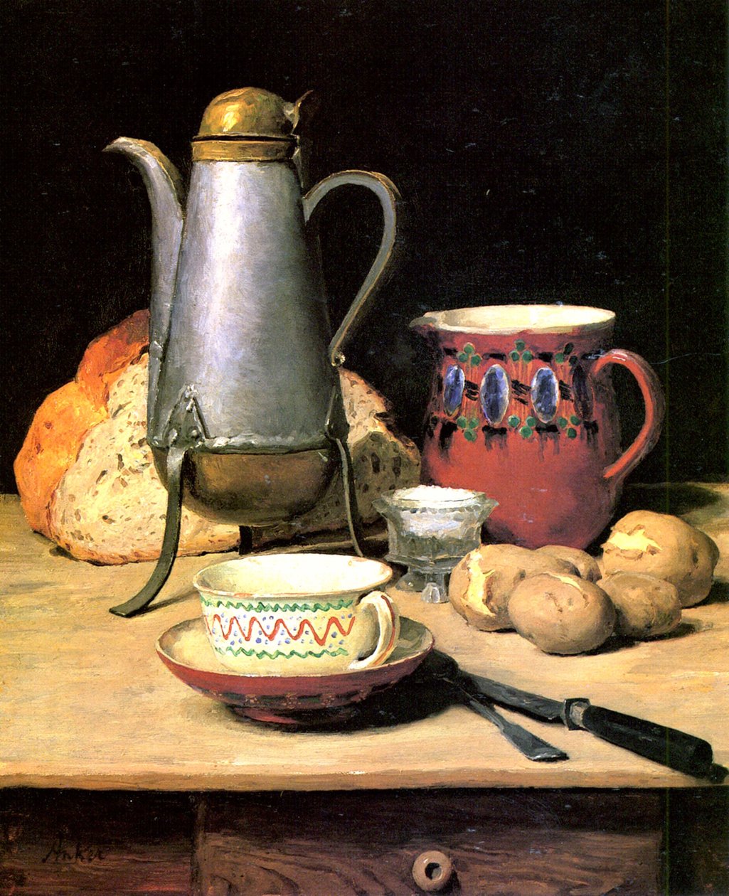 Natura morta, caffè e patate da Albert Anker