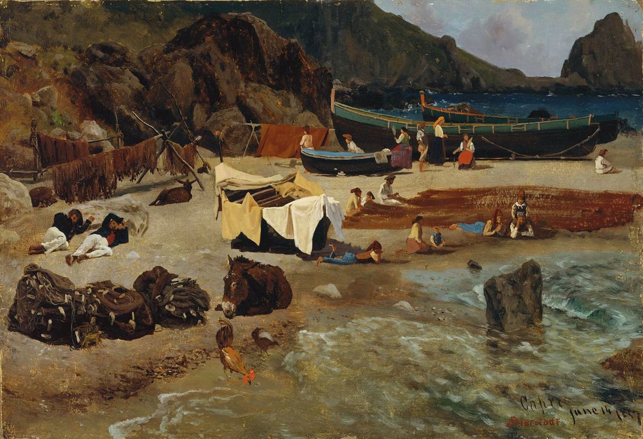 Barche da pesca a Capri da Albert Bierstadt