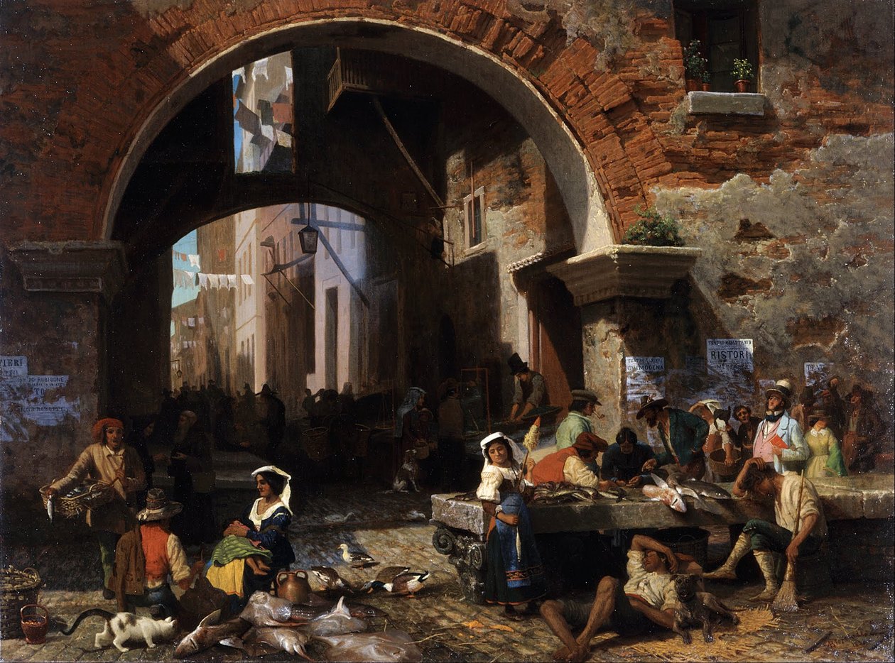 Mercato del pesce romano. Arco di Ottavio da Albert Bierstadt