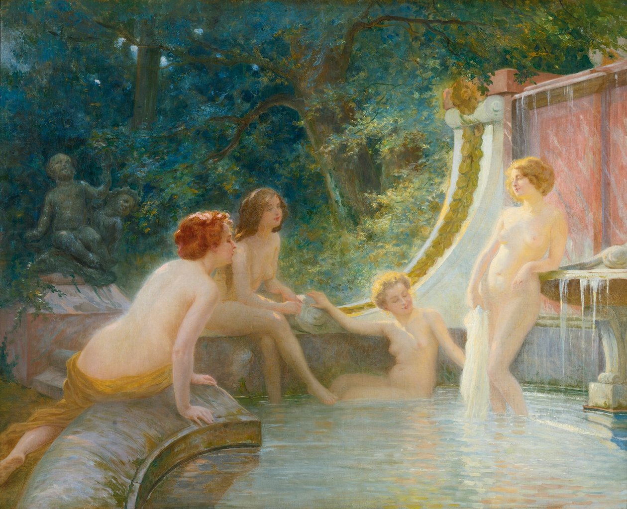 Giovani bagnanti in una fontana da Albert Auguste Fourie