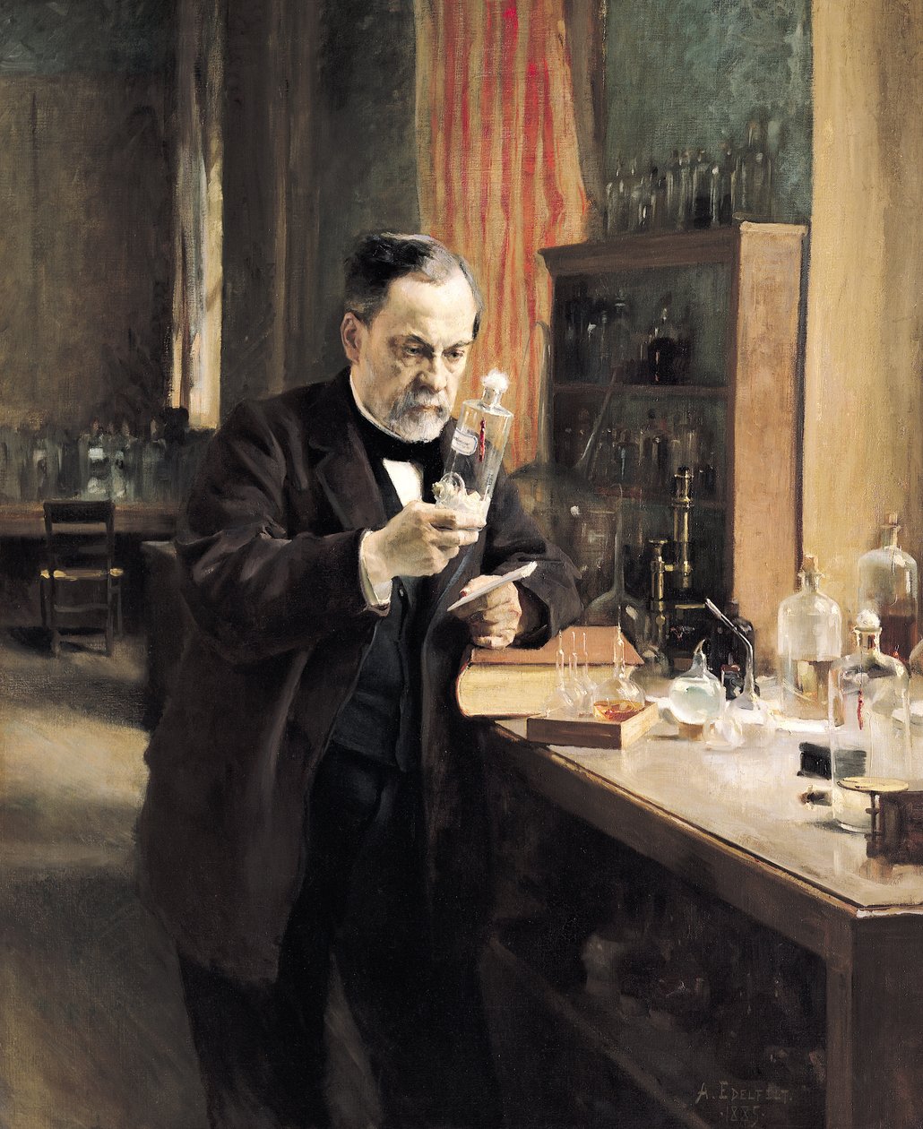 Louis Pasteur (1822-95) nel suo laboratorio da Albert Gustaf Aristides Edelfelt