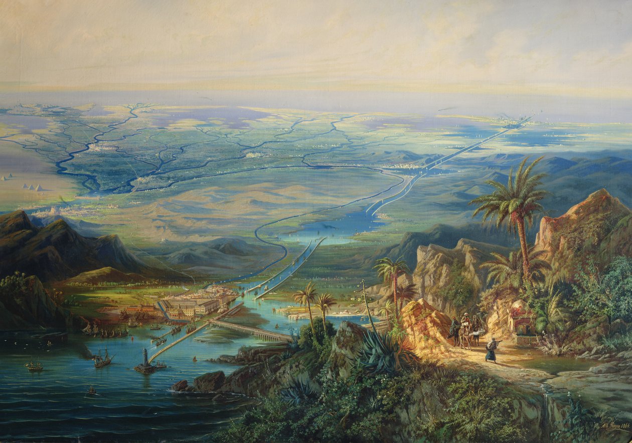 Il Canale di Suez, 1864 da Albert Rieger