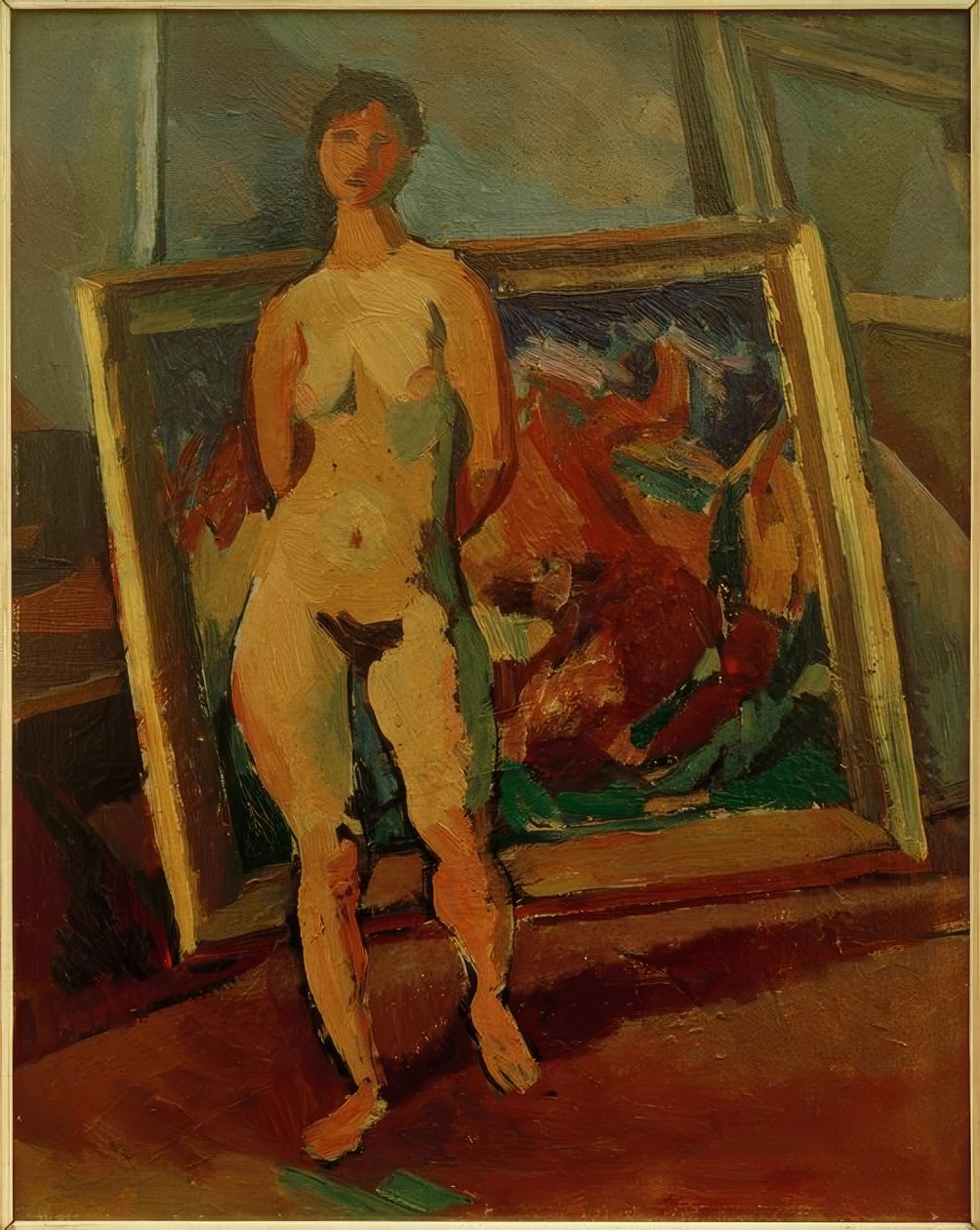 Nudo femminile nello studio (Nudo femminile in cammino) da Albert Weisgerber