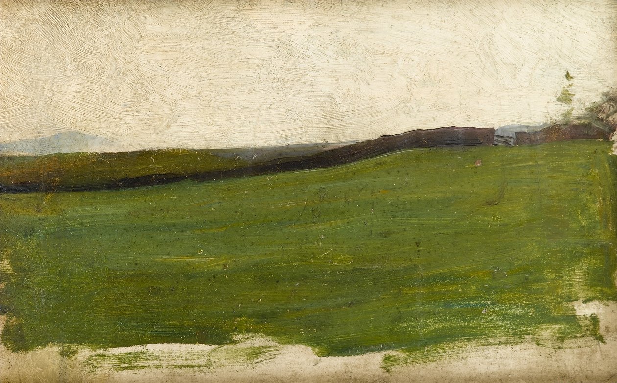 Paesaggio con prato verde e muro con cancello, c.1900 da Albert de Belleroche