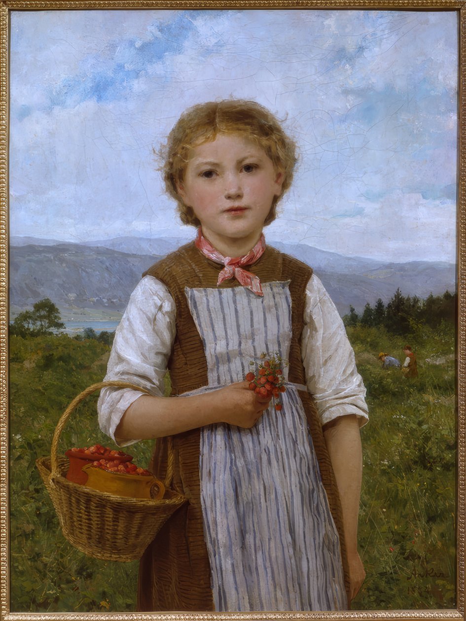 Ragazza con fragole da Albert Anker