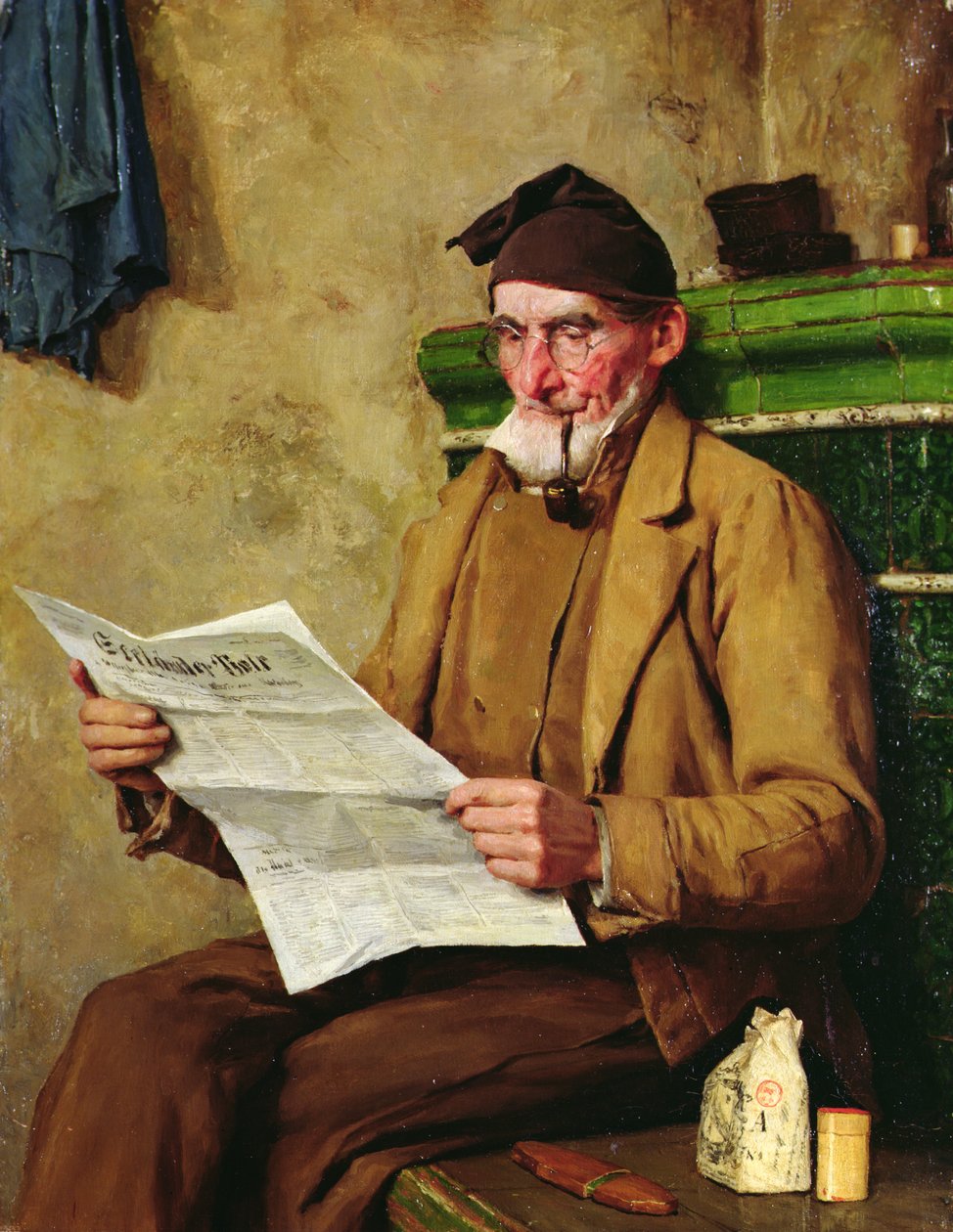 Vecchio Feissli che Legge il Giornale da Albert Anker