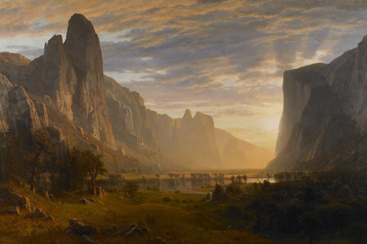 Guardando giù la valle di Yosemite, California da Albert Bierstadt