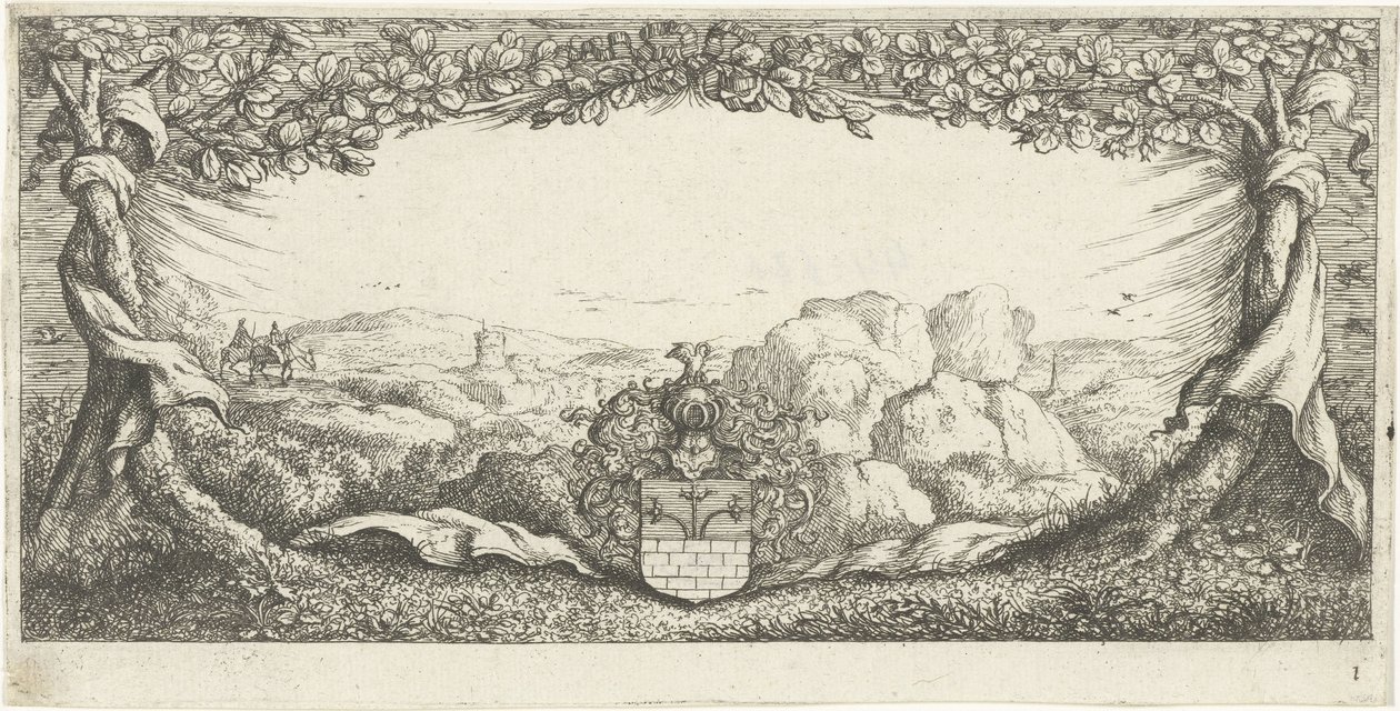 Cartiglio con paesaggio da Albert Flamen
