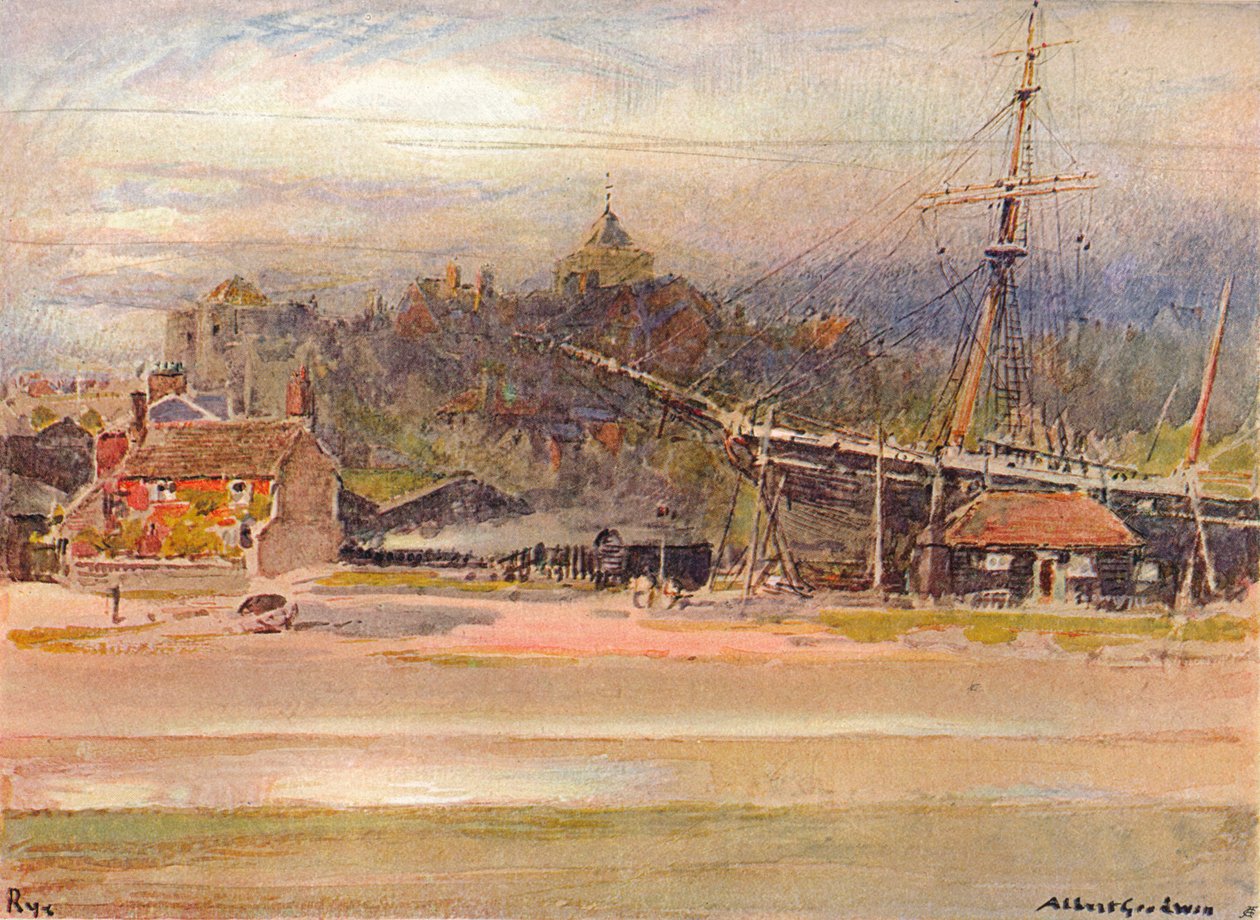 Cantiere navale, Rye, 1910 da Albert Goodwin