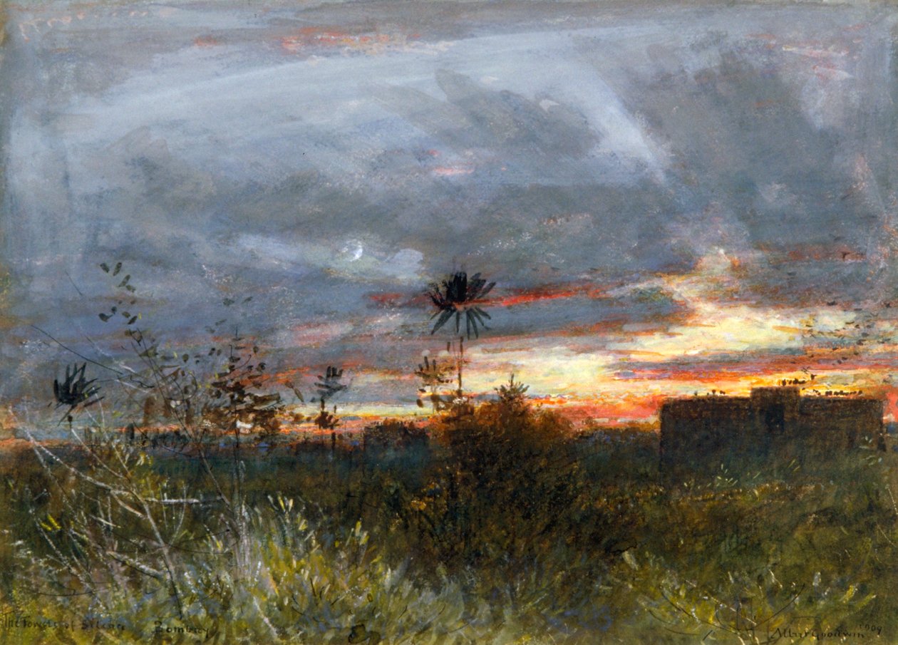 Le Torri del Silenzio, Bombay, 1909 da Albert Goodwin