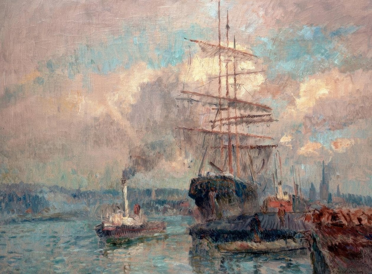 Nel porto di Rouen da Albert Lebourg