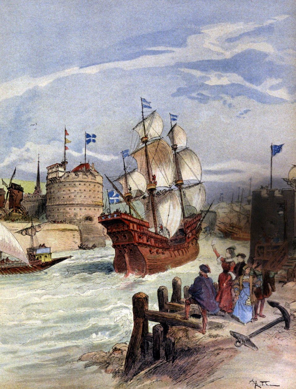 La flotta di Francesco I a Le Havre da Albert Robida