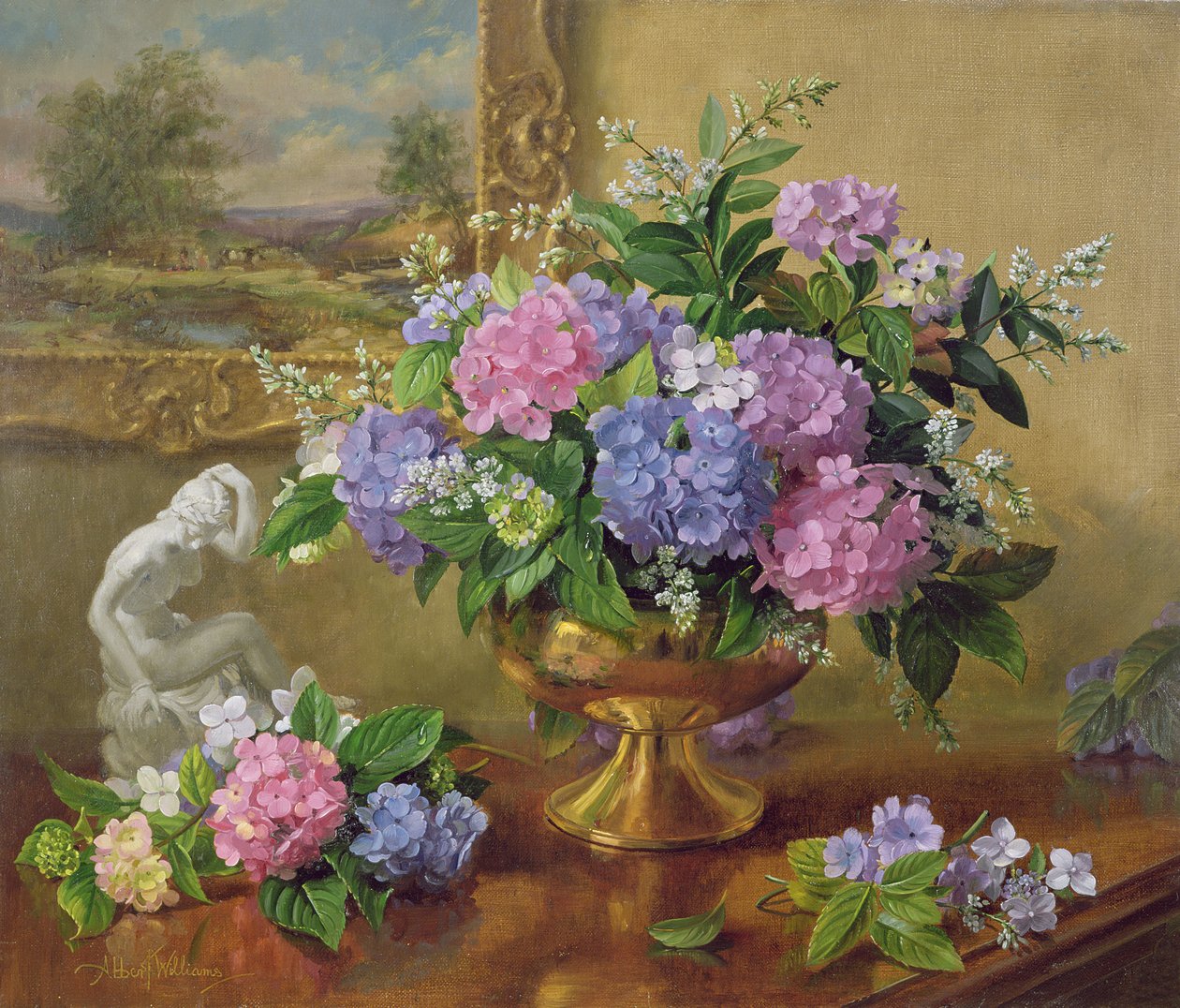 AB211B Natura morta di ortensie e lillà da Albert Williams