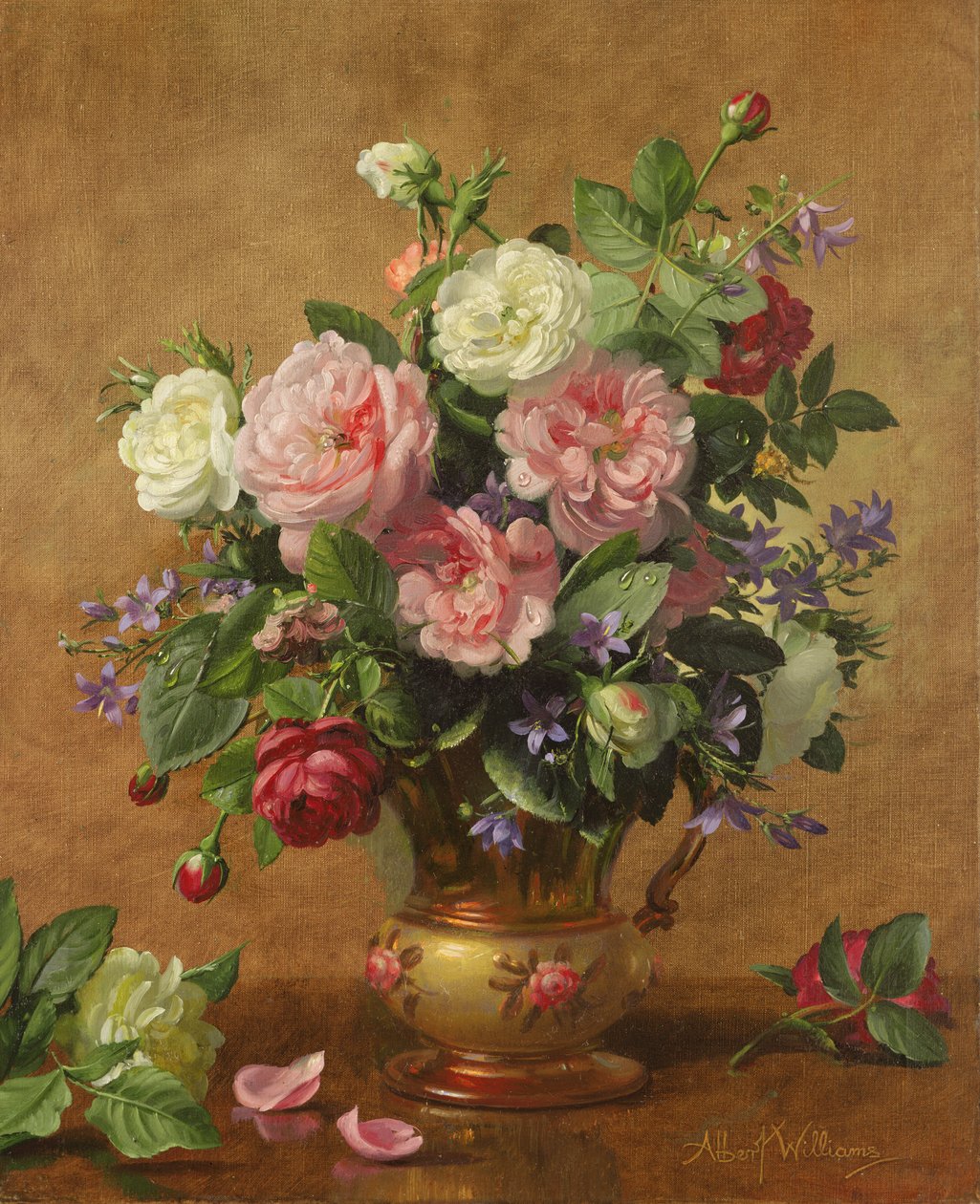 Rose in un vaso smaltato di rosa, 1995 da Albert Williams