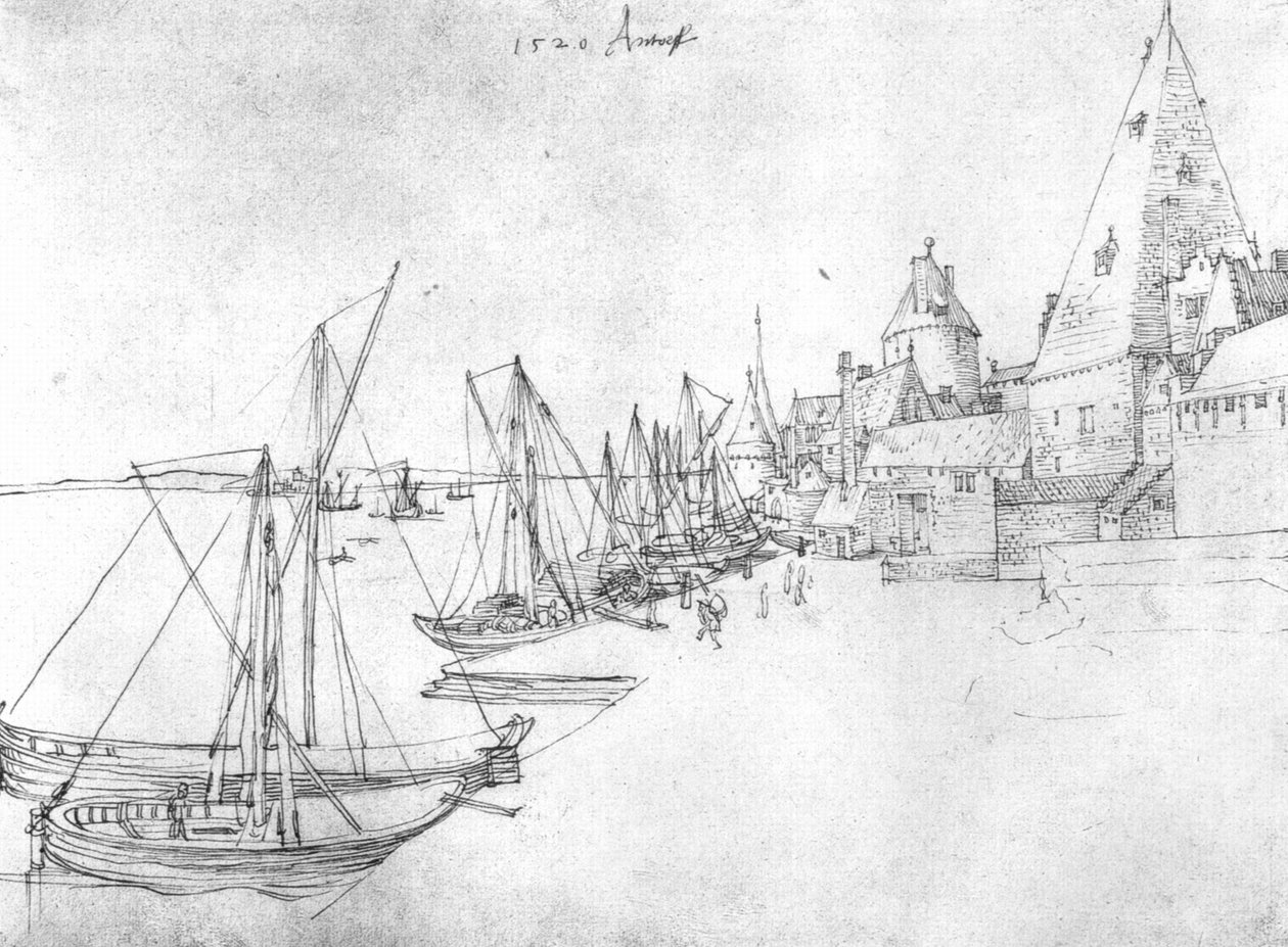 Il porto di Anversa da Albrecht Dürer