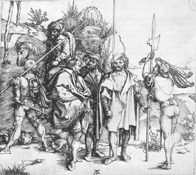 Cinque lanzichenecchi e un orientale a cavallo da Albrecht Dürer