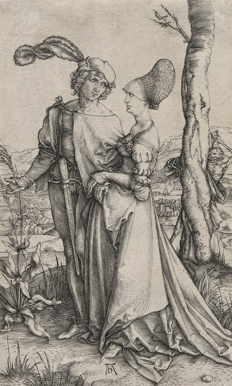 La passeggiata o giovane coppia minacciata dalla morte, c.1498 da Albrecht Dürer