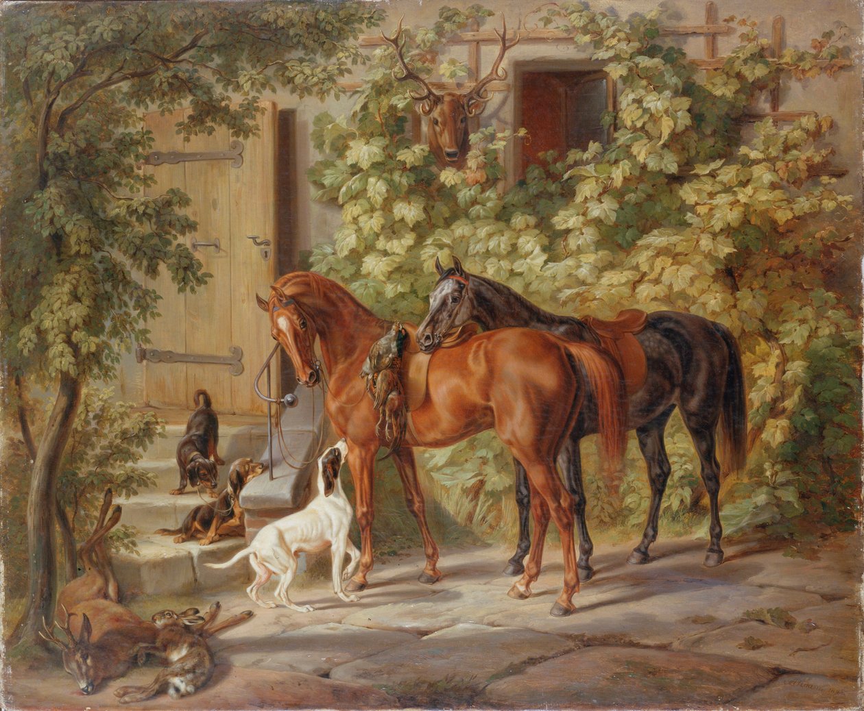Cavalli al portico, 1843 da Albrecht Adam