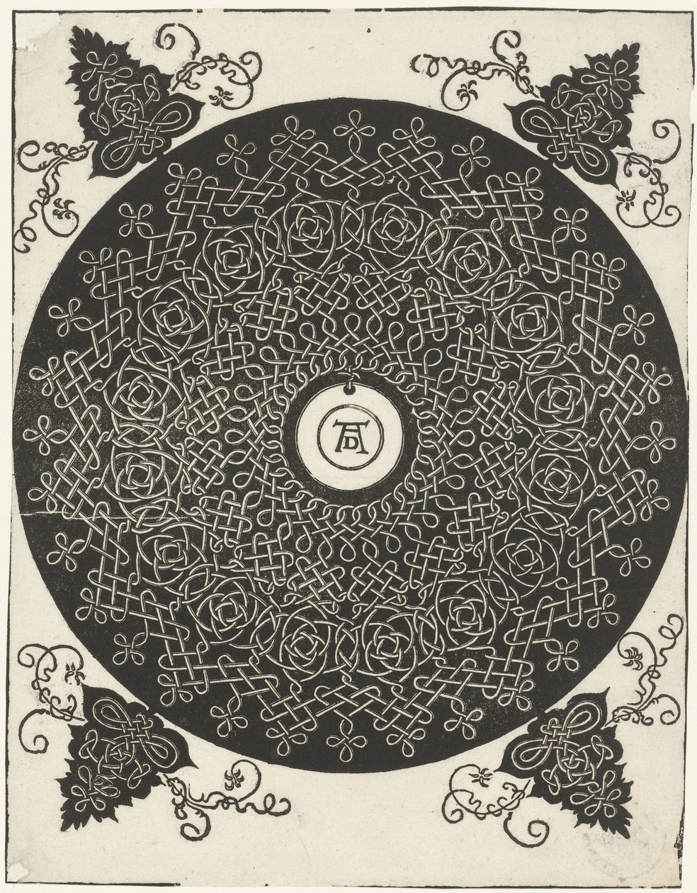 Esempio di ricamo con scudo rotondo da Albrecht Dürer