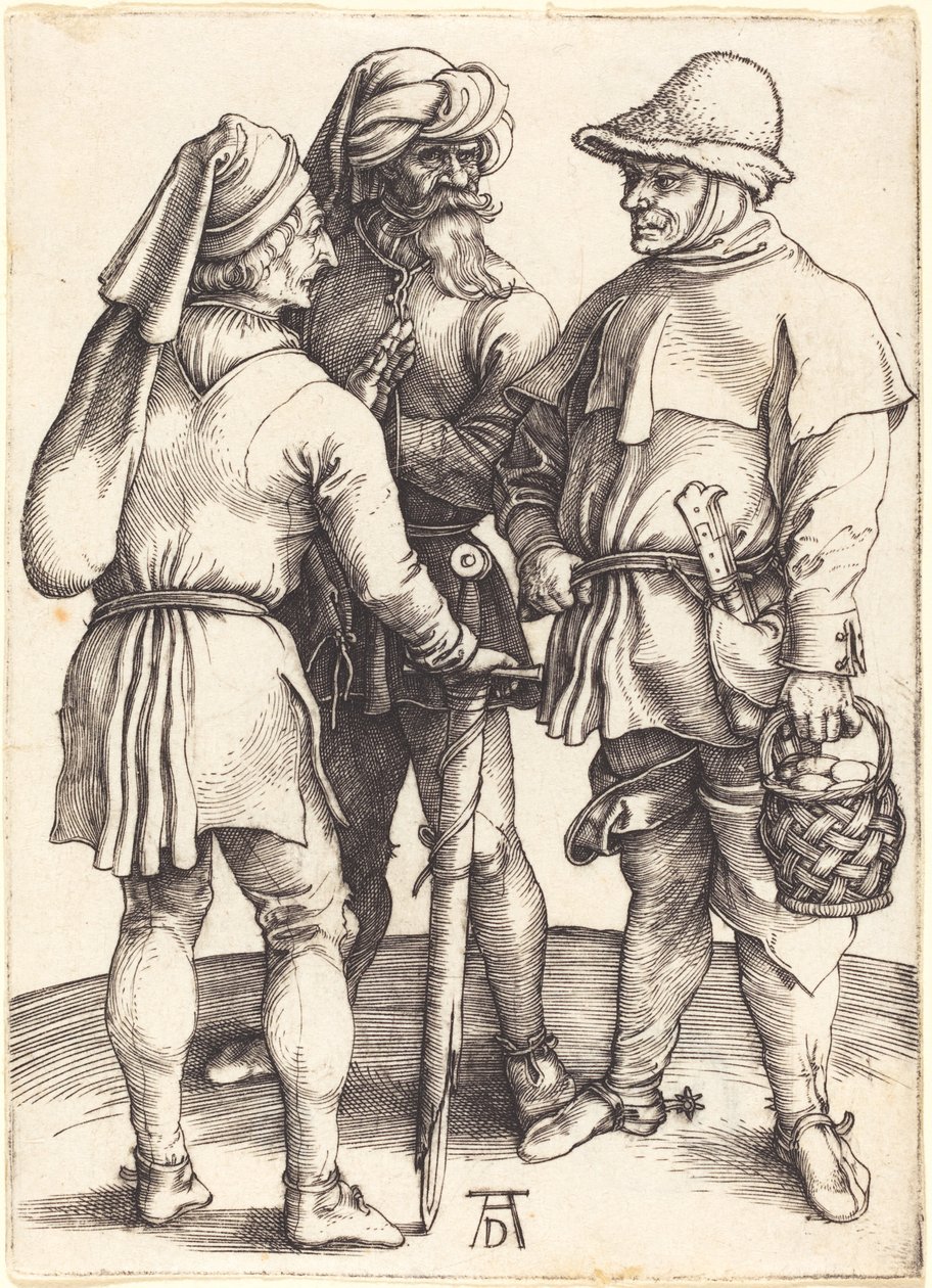 Tre contadini in conversazione da Albrecht Dürer
