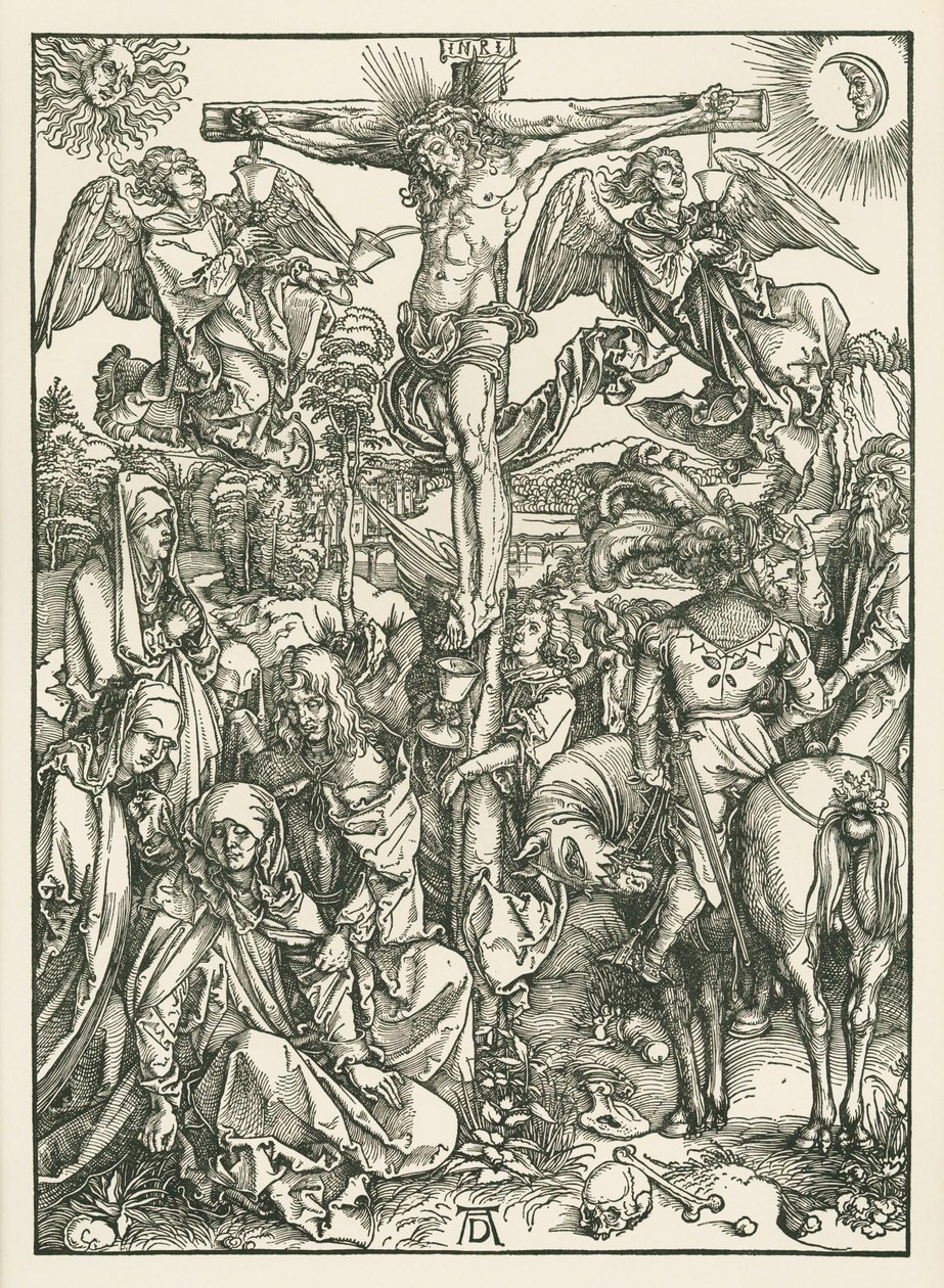La crocifissione, 1498 circa (xilografia) da Albrecht Dürer or Duerer