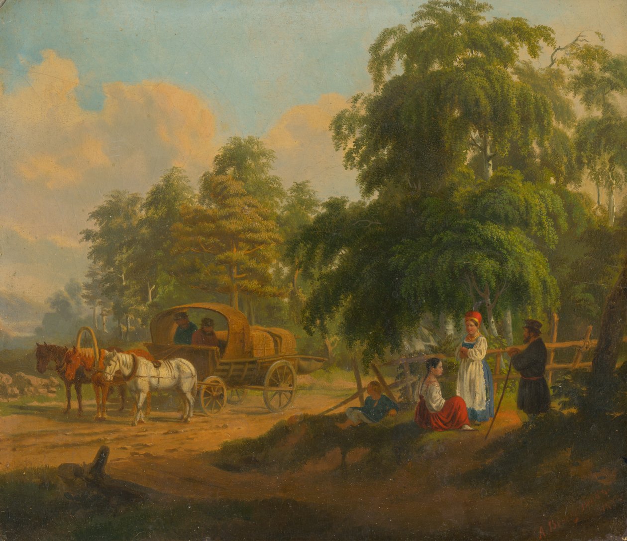 Paesaggio con Troika russa, 1801 da Aleksei Gavrilovich Venetsianov
