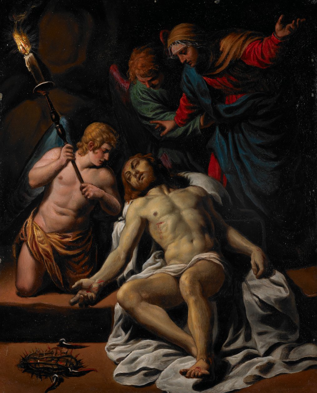 Il compianto, c.1617 (olio, dorato, su rame) da Alessandro Turchi