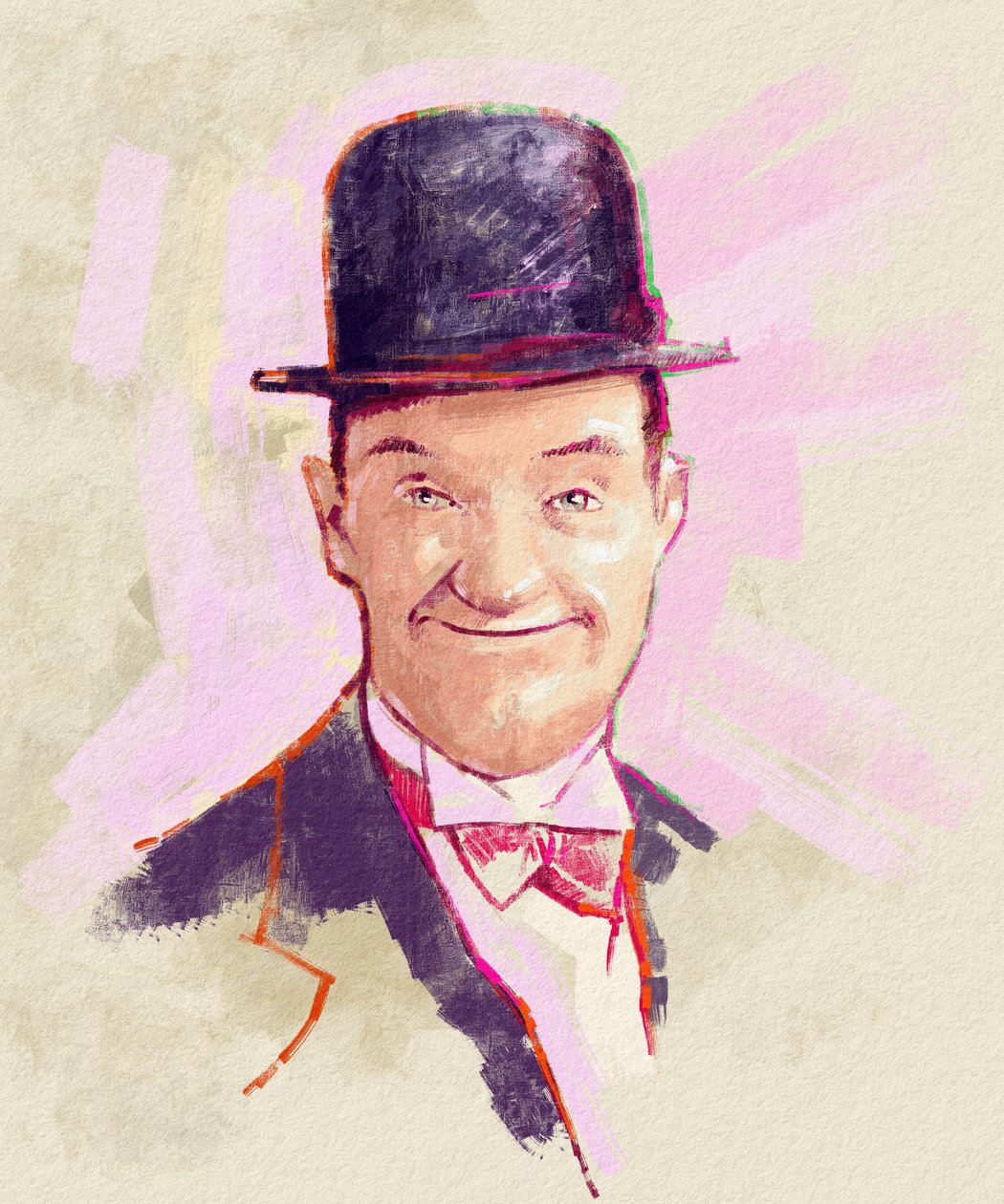 Ritratto del comico Stan Laurel (illustrazione) da Alessandro Lonati