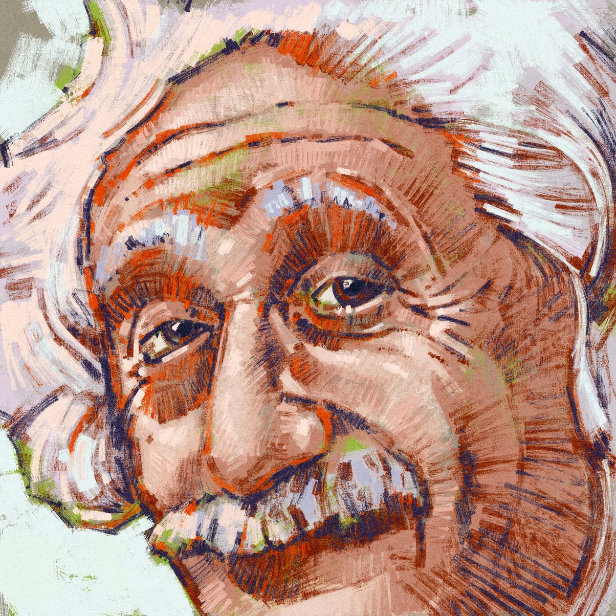 Ritratto dello scienziato Albert Einstein (illustrazione) da Alessandro Lonati